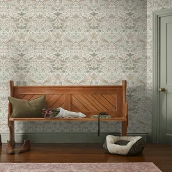 Papier peint intissé Sage strawberry rose L.1000 x l.52cm William Morris