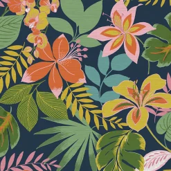 Papier peint intissé So exotic night imprimé fleurs tropicales rose, vert, bleu L.1000 x l.52cm Envy