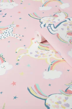 Papier peint intissé unicornes et arc en ciel Next