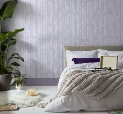 Papier peint intissé Ups N downs imprimé design graphique violet L.1000 x l.52cm Envy