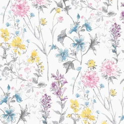 Papier peint intissé Wild meadow imprimé fleurs multicouleurs L.1000 x l.52cm Laura Ashley