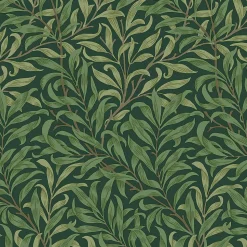 Papier peint intissé Willow imprimé feuillage vert L.1000 x l.52cm William Morris