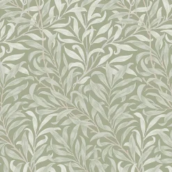Papier peint intissé Willow bought sage imprimé feuillage vert sauge L.1000 x l.52cm William Morris