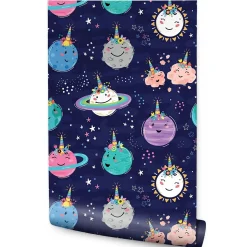 Papier Peint Intisse COSMOS Planètes Etoiles Couleurs Pour Chambre D'Enfant