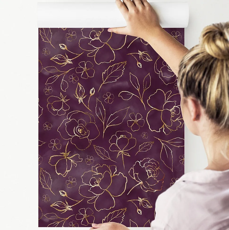 Papier Peint Intisse FLEURS Roses Abstraction Pour Salon