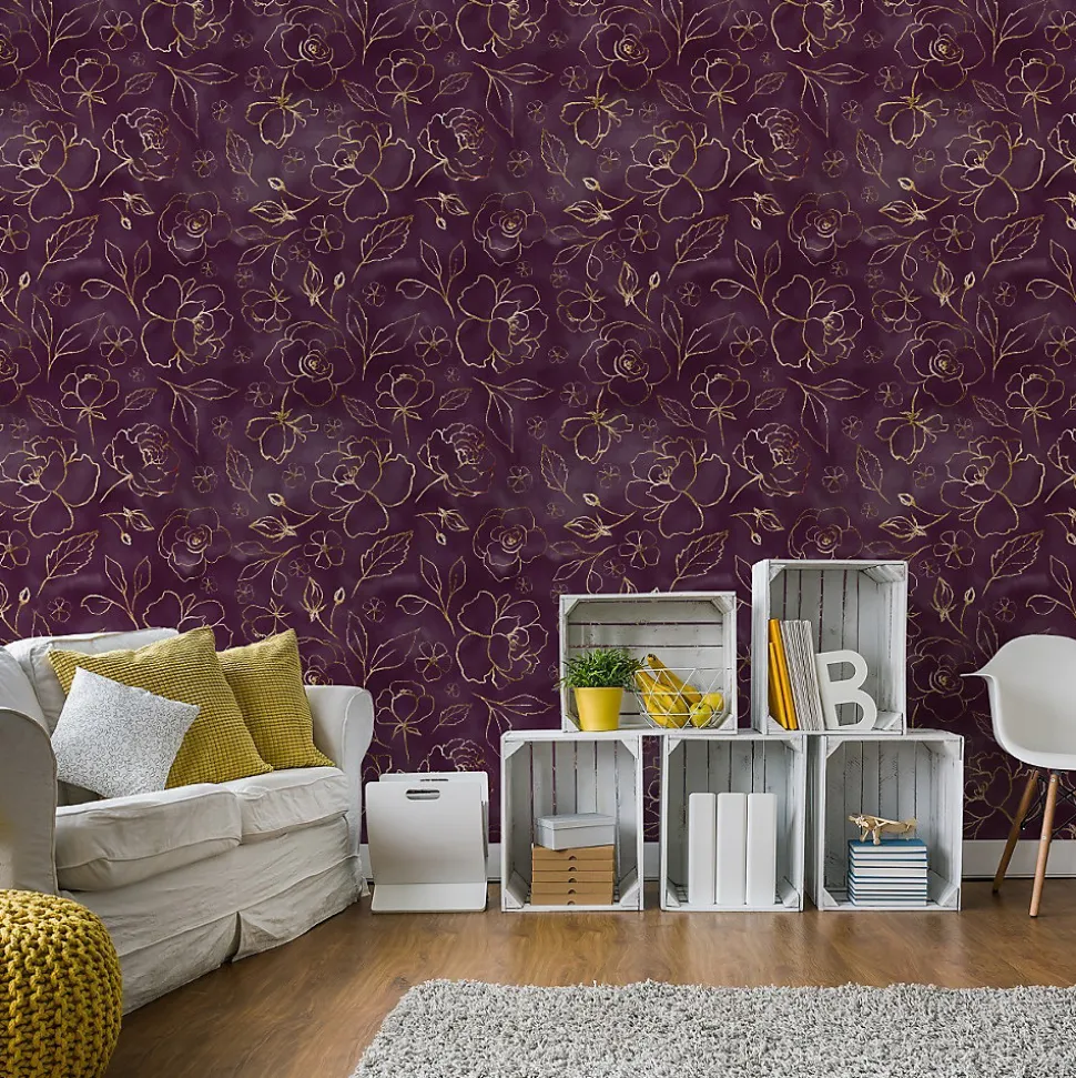 Papier Peint Intisse FLEURS Roses Abstraction Pour Salon
