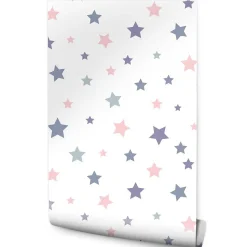 Papier Peint Intisse Pour Chambre D'Enfant ETOILES Colorees