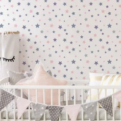 Papier Peint Intisse Pour Chambre D'Enfant ETOILES Colorees