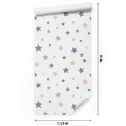 Papier Peint Intisse Pour Chambre D'Enfant ETOILES Colorees