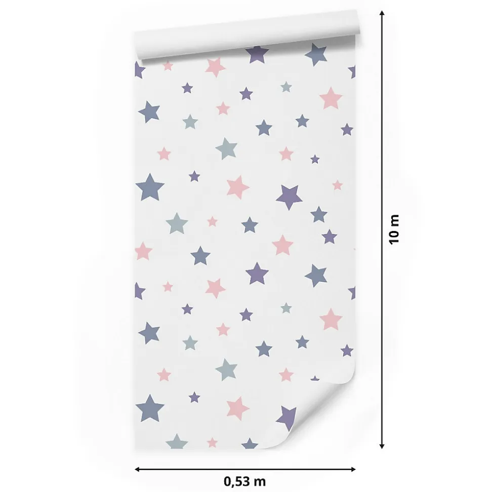 Papier Peint Intisse Pour Chambre D'Enfant ETOILES Colorees
