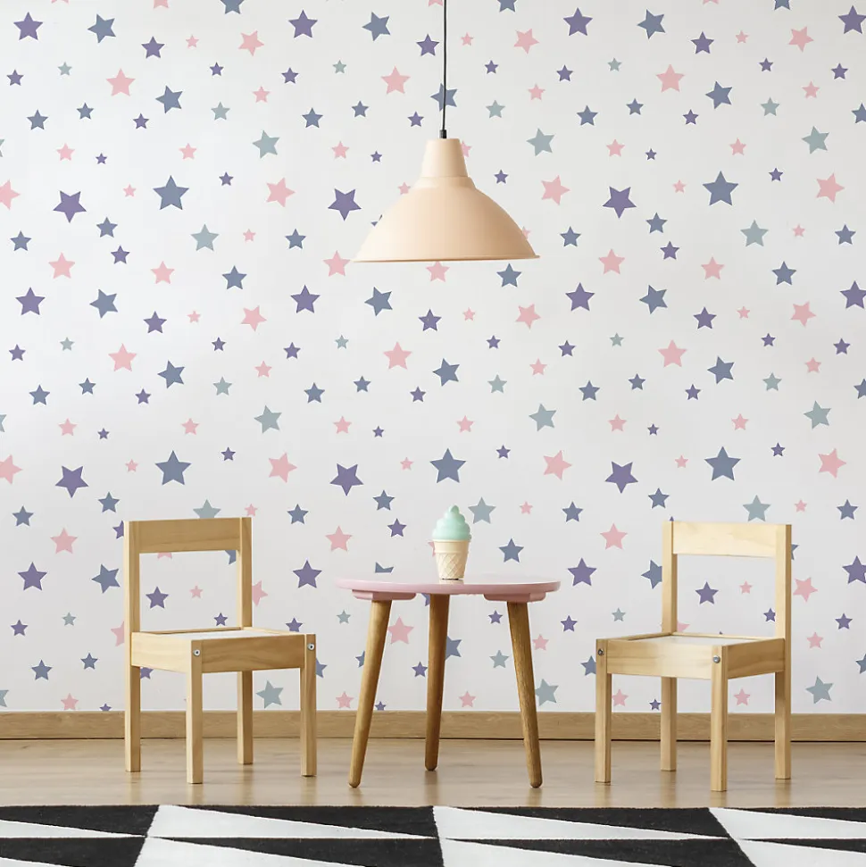 Papier Peint Intisse Pour Chambre D'Enfant ETOILES Colorees