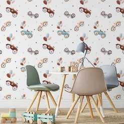 Papier Peint Intisse VOITURES Ballons Etoiles Colorees Pour Chambre D'Enfant