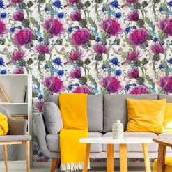 Papier Peint LIBELLULE Feuilles FLEURS Pour La Chambre