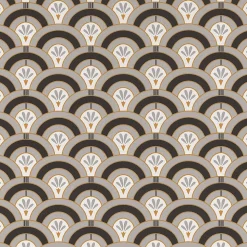 Papier peint Melody vinyle intissé arches art déco gris, noir et or