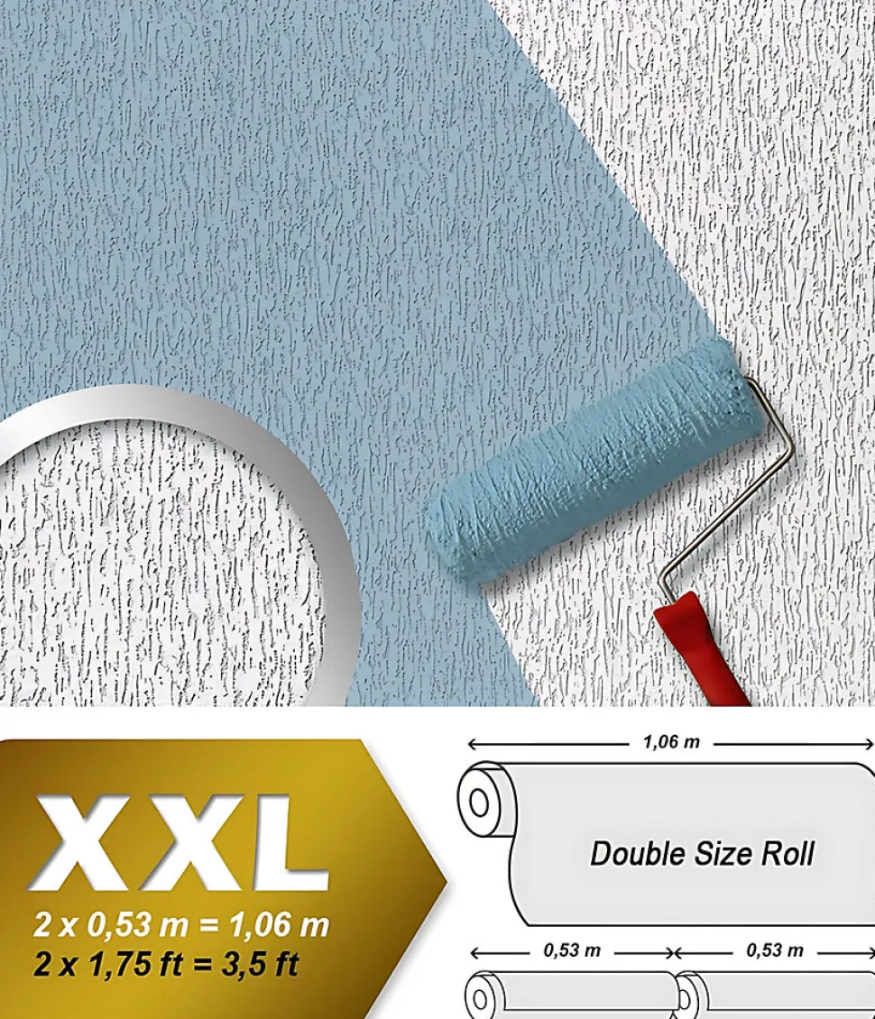 Papier peint non-tissé EDEM 80362BR70 blanc à peindre à relief aspect de crépi