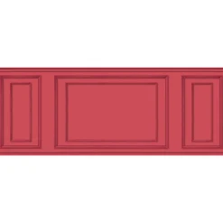 Papier peint panoramique, rouge framboise, effet garantit trompe l'oeil, boiseries soubassement, 75 cm X 200 cm
