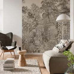 Papier peint panoramique Intissé GoodHome Sugil noir et blanc 300 x 280 cm