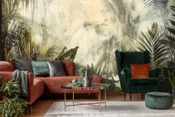 Papier Peint Panoramique Intissé Feuilles Vintage 350x250 cm - Colle Inclus - XXL Papier Peint por Chambre Salon