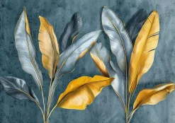 Papier Peint Panoramique Intissé Feuilles Nature 350x250 cm - Colle Inclus - Moderne XXL Papier Peint por Chambre Salon
