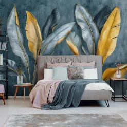 Papier Peint Panoramique Intissé Feuilles Nature 350x250 cm - Colle Inclus - Moderne XXL Papier Peint por Chambre Salon