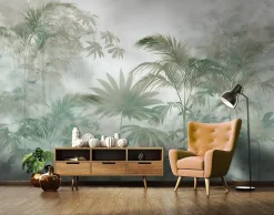 Papier Peint Panoramique Intissé Jungle Feuilles Vert - 400x280 cm - Papier Peint Chambre et salon