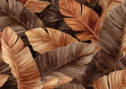 Papier Peint Panoramique Intissé Feuilles Abstrait Brun - 400x280 cm - Papier Peint Chambre et salon