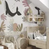 Papier peint panoramique enfant Baleines, Beige 450 x 250cm