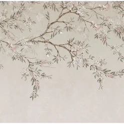 Papier peint panoramique Blossom Trail 300 x 280cm Beige, marron, vert grisé