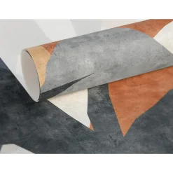 Papier peint panoramique intissé géométrique gris, bleu, orange, 4lés, L.280 x l.200cm IDPanneaux