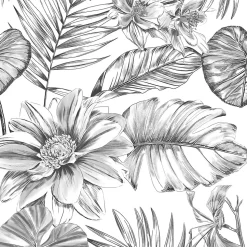 Papier peint panoramique GoodHome Kuaj noir et blanc L.280 x l.159 cm