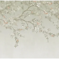 Papier peint panoramique Blossom Trail 300 x 280cm Vert sauge, beige