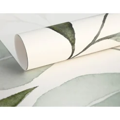 Papier peint panoramique intissé feuillage aquarelle, vert pastel, 4 lés, L.280 x l.200cm IDPanneaux