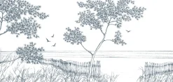 Papier peint panoramique Balade en bord de mer, Bleu 150 x 250cm