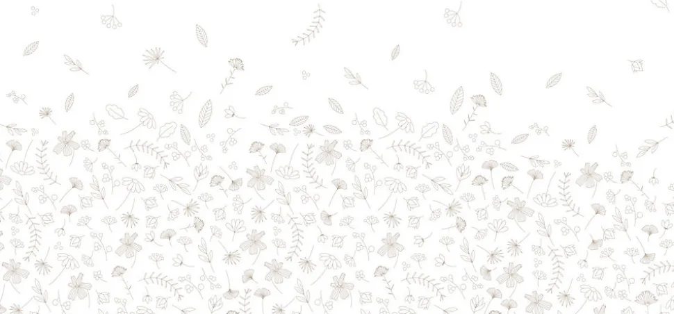 Papier peint panoramique enfant Danse des Feuilles, Gris clair 525 x 250cm