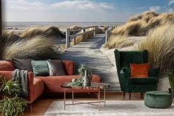 Papier Peint Panoramique Intissé Plage Mer Beige - 400x280 cm - Papier Peint Chambre et salon