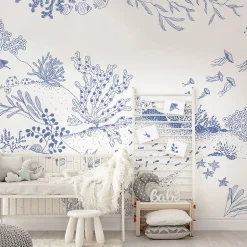 Papier peint panoramique enfant Jardin sous-marin, Bleu 375 x 250cm