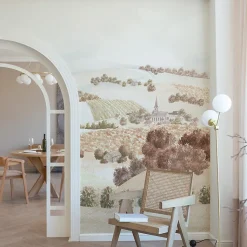 Papier peint panoramique - Campagne - Rouge - intissé : 150g/m² - 7 lés : 336x270cm