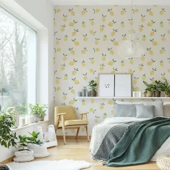 Papier peint panoramique enfant Citrons, Jaune 150 x 250cm