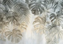 Papier Peint Panoramique Intissé Feuilles Jungle Vert - 350x250 cm - Papier Peint Chambre et salon