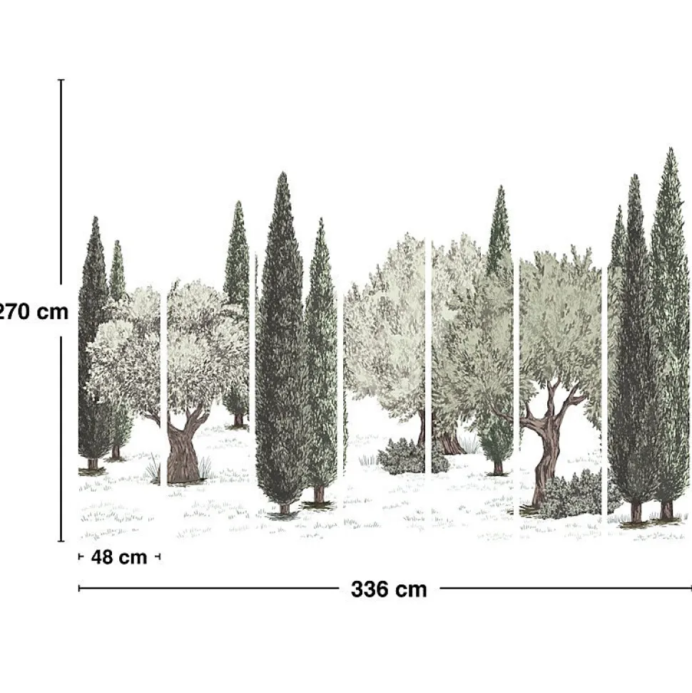 Papier peint panoramique - Tivoli - Vert - intissé : 150g/m² - 7 lés : 336x270cm
