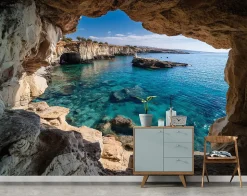 Papier Peint Panoramique Intissé 3D Grotte Brun - 350x250 cm - Papier Peint Chambre et salon