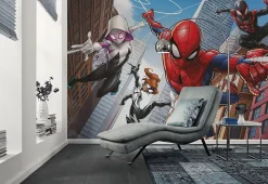 Papier peint panoramique sur intissée de Komar - Marvel Spider-Man Swinging Crew - Taille: 400 x 250 cm