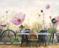 Papier Peint Panoramique Intissé Fleurs Floral Nature 400x280 cm - Colle Inclus - Moderne Papier Peint Intissé Chambre Salon