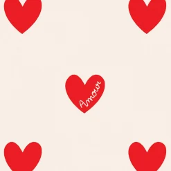 Papier peint panoramique enfant Amour Coeur, Rouge 150 x 250cm