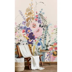 Papier peint panoramique intissé GoodHome Venetian fleurs pastel L.280 x l.159 cm