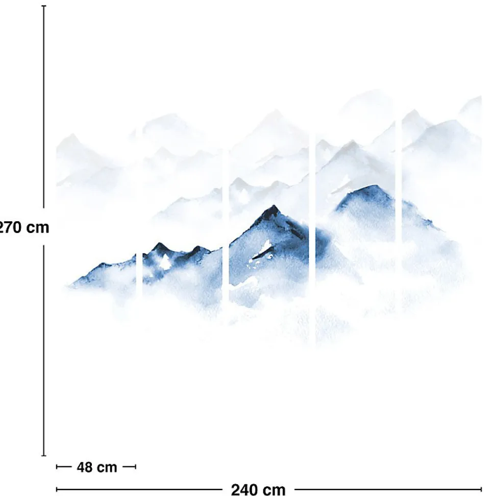 Papier peint panoramique - Yukon - Bleu - intissé : 150g/m² - 5 lés : 240x270cm