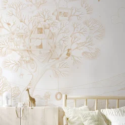 Papier peint panoramique enfant Cabane en plein air, Beige 300 x 250cm