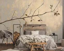 Papier Peint Panoramique Intissé Beige Or Abstrait 250x175 cm - Colle Inclus - Moderne XXL Papier Peint Intissé Chambre Salon