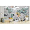 Papier peint panoramique intissé enfant carte du monde animaux, 8 lés, L.280 x l.400cm IDPanneaux