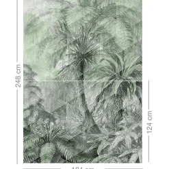 Papier peint panoramique Intissé GoodHome Tanan vert pâle 184 x 248 cm